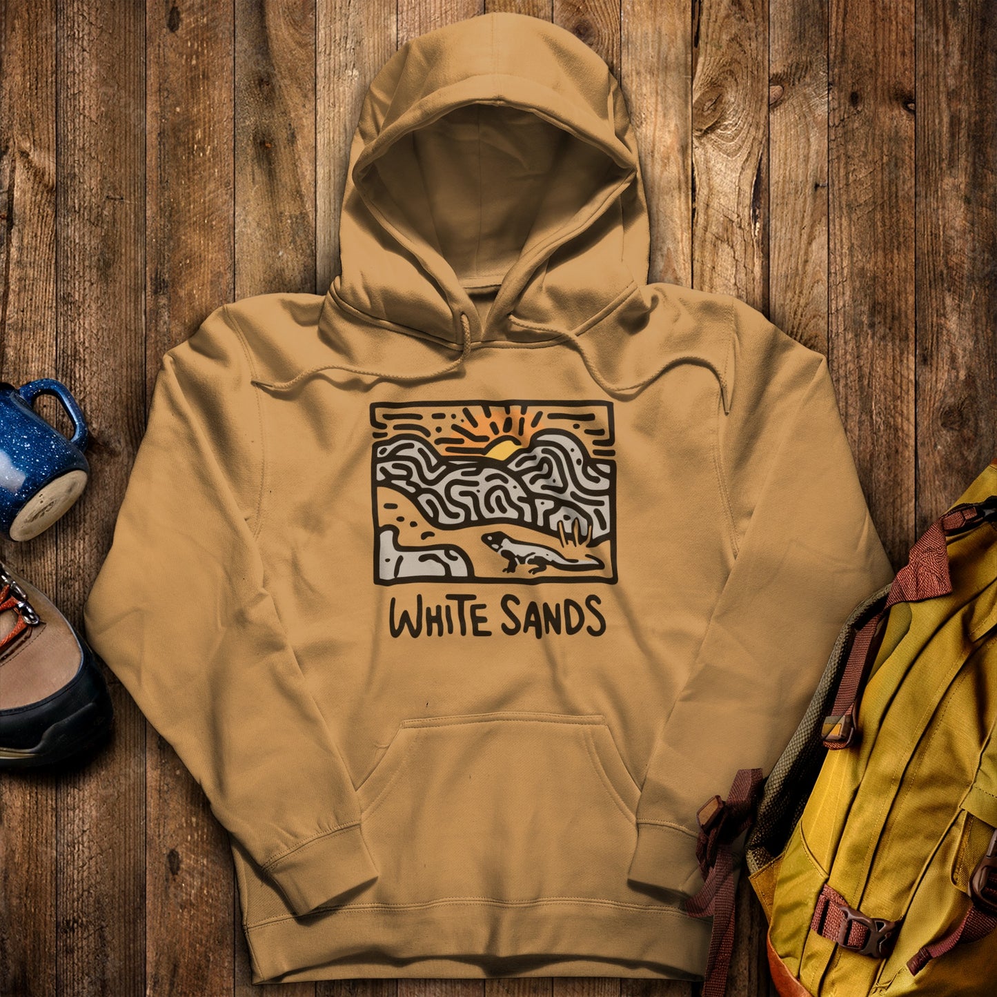 White Sands National Park Hoodie Mustard Adventure and Outdoors Themed Hoodie