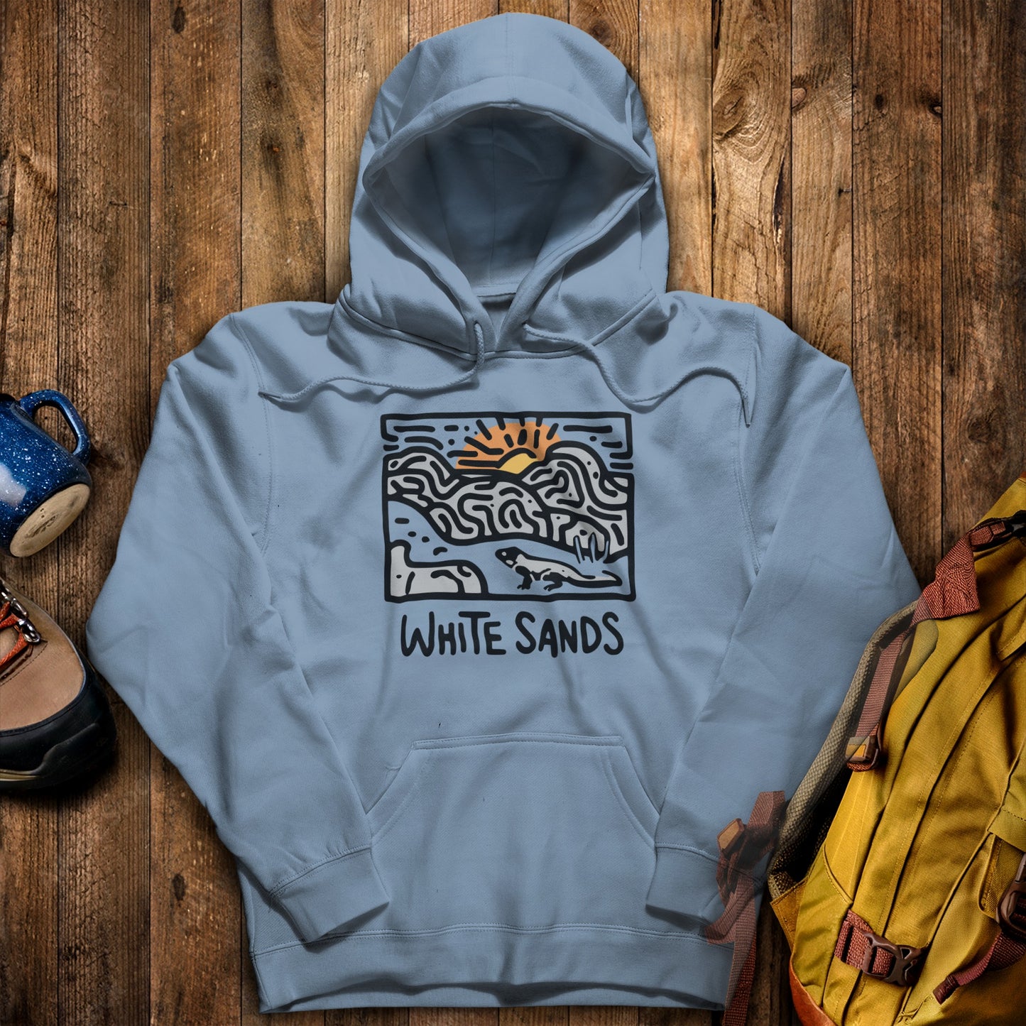 White Sands National Park Hoodie Stone Blue Adventure and Outdoors Themed Hoodie