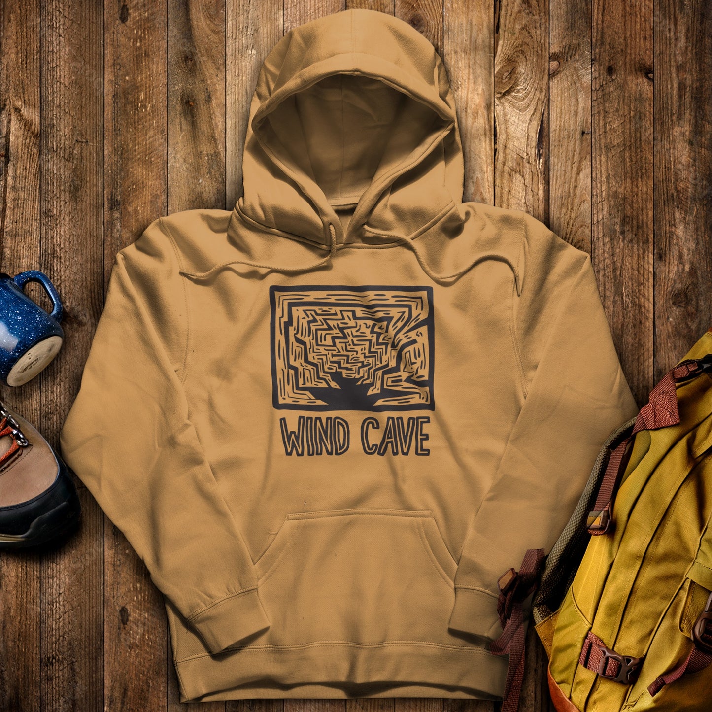 Wind Cave National Park Hoodie Mustard Adventure and Outdoors Themed Hoodie