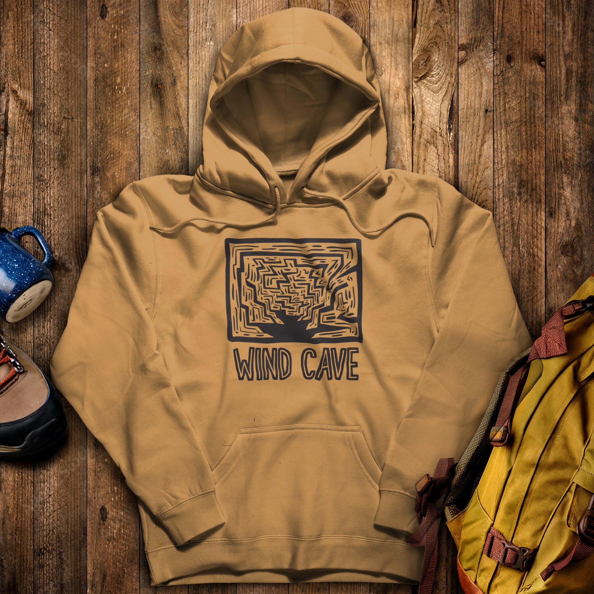 Wind Cave National Park Hoodie Mustard Adventure and Outdoors Themed Hoodie