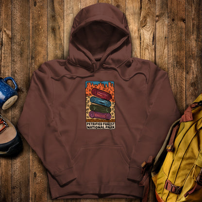 Petrified Forest National Park Logs Hoodie Cocoa Adventure and Outdoors Themed Hoodie