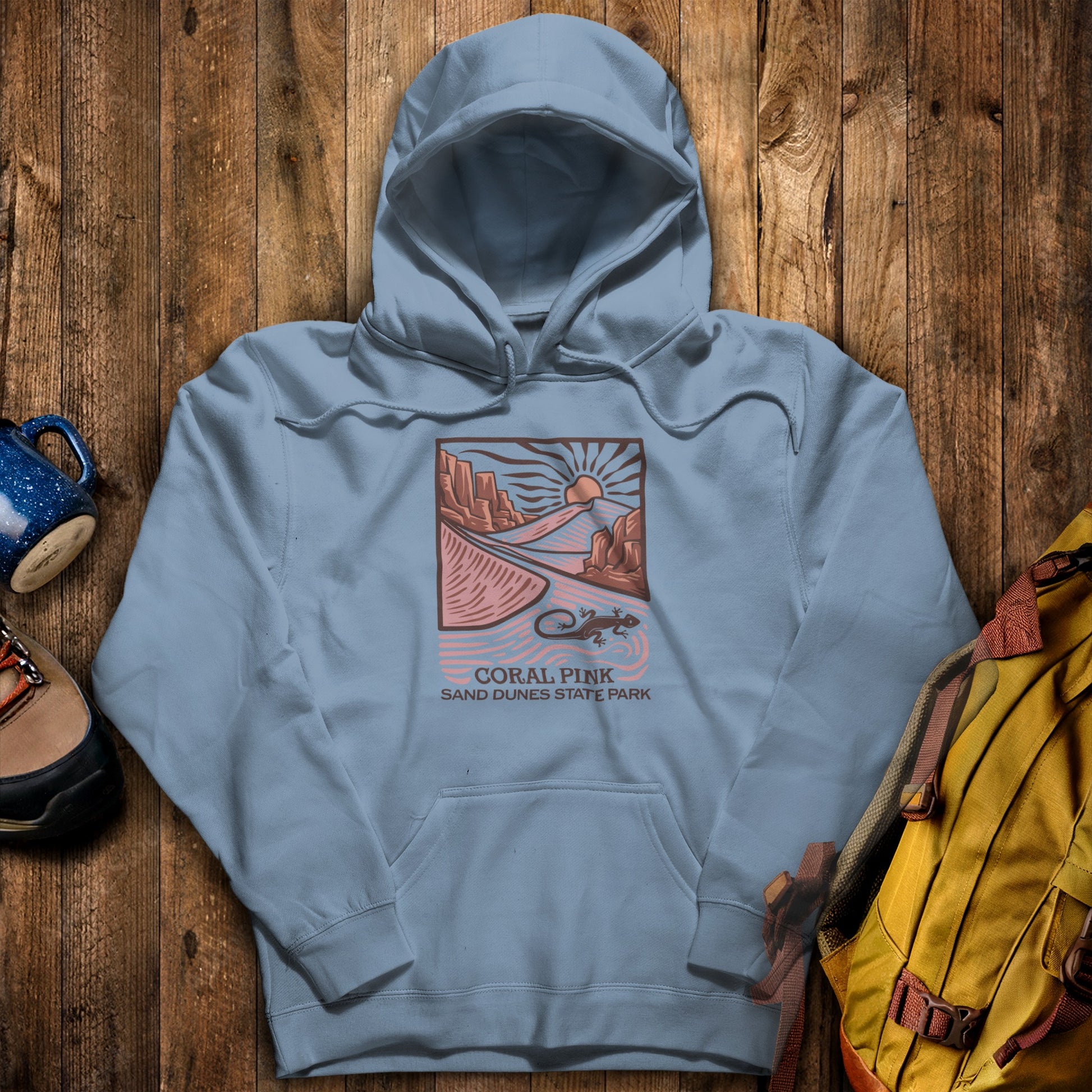 Coral Pink Sand Dunes State Park Hoodie Stone Blue Adventure and Outdoors Themed Hoodie
