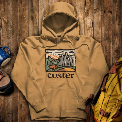 Custer State Park Hoodie Mustard Adventure and Outdoors Themed Hoodie