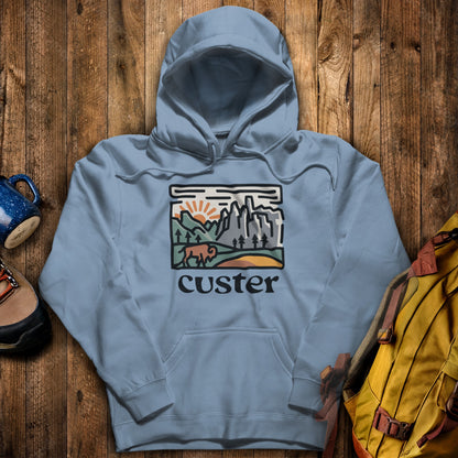 Custer State Park Hoodie Stone Blue Adventure and Outdoors Themed Hoodie