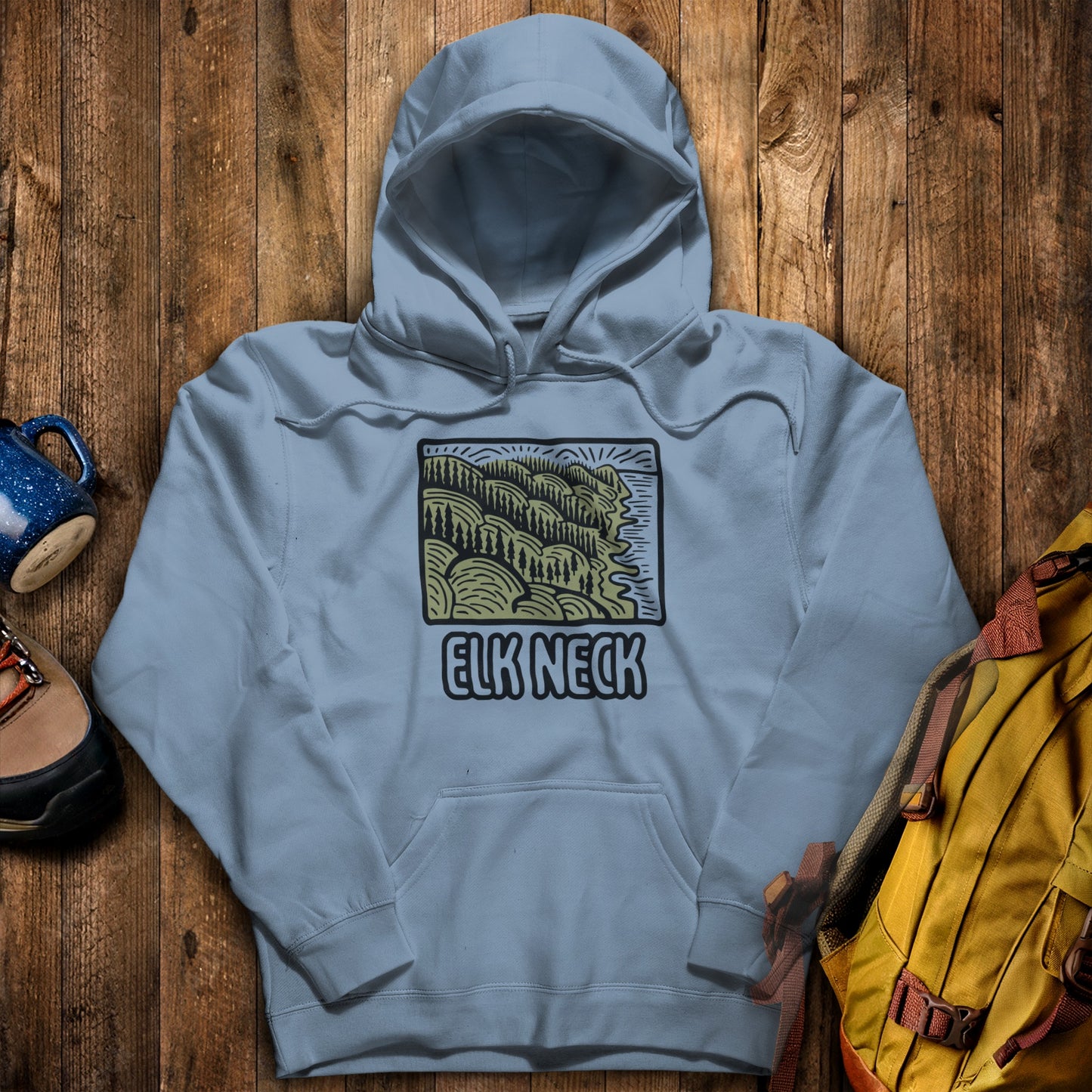 Elk Neck State Forest Hoodie Stone Blue Adventure and Outdoors Themed Hoodie