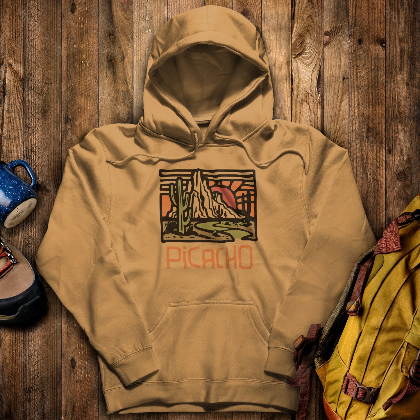 Picacho Peak State Park Hoodie Mustard Adventure and Outdoors Themed Hoodie