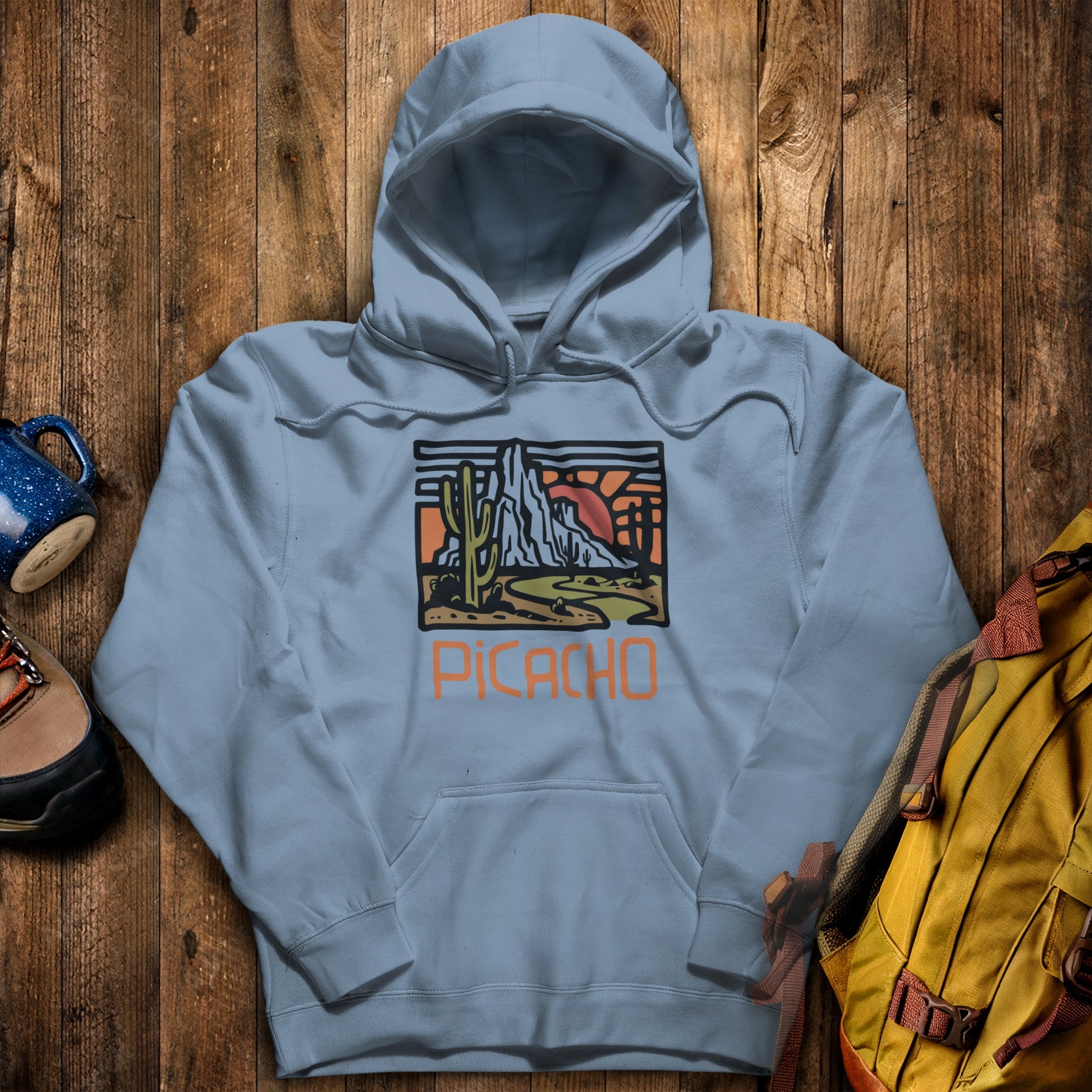 Picacho Peak State Park Hoodie Stone Blue Adventure and Outdoors Themed Hoodie