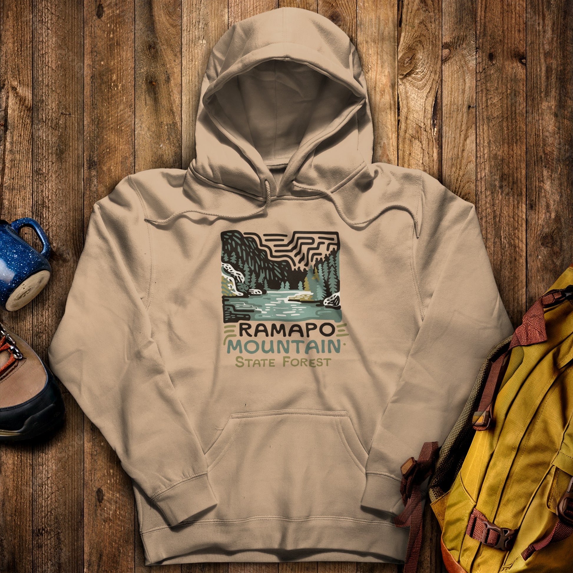 Ramapo Mountain State Forest Hoodie Sand Adventure and Outdoors Themed Hoodie