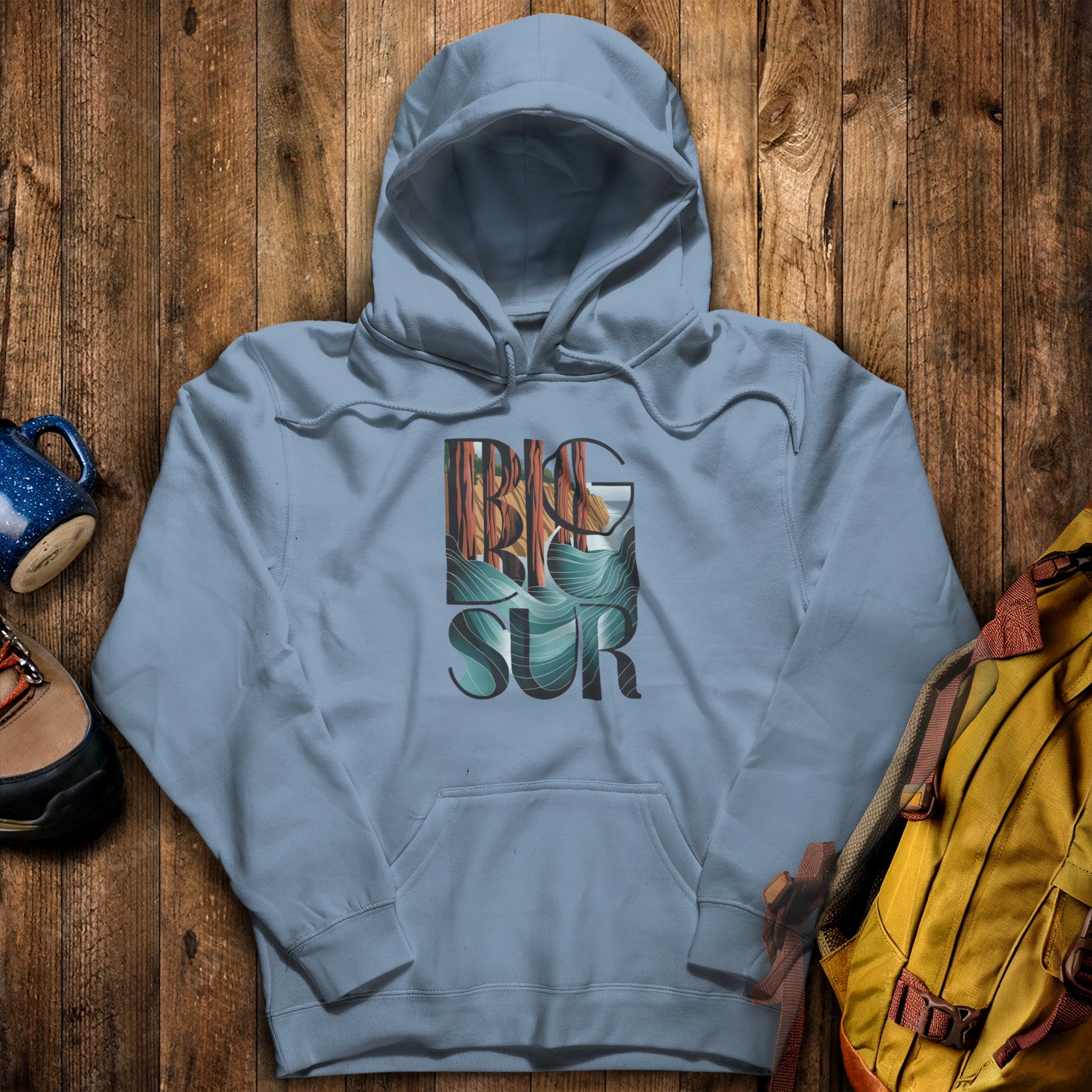 Big Sur State Park Hoodie Stone Blue Adventure and Outdoors Themed Hoodie