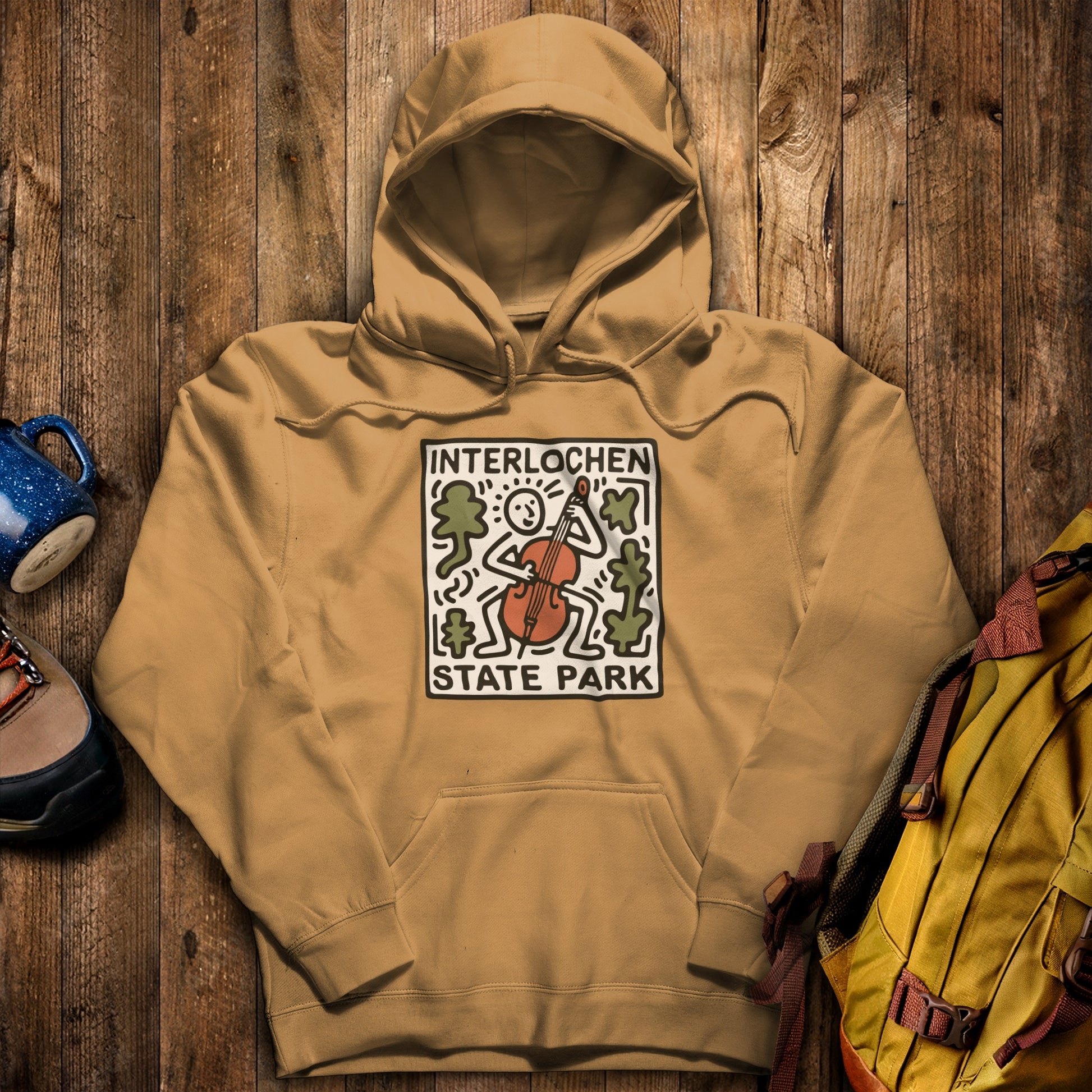 Interlochen State Park Hoodie Mustard Adventure and Outdoors Themed Hoodie