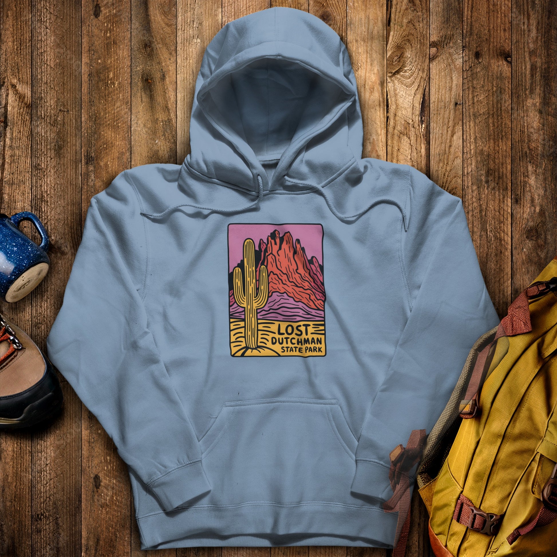 Lost Dutchman State Park Hoodie Stone Blue Adventure and Outdoors Themed Hoodie