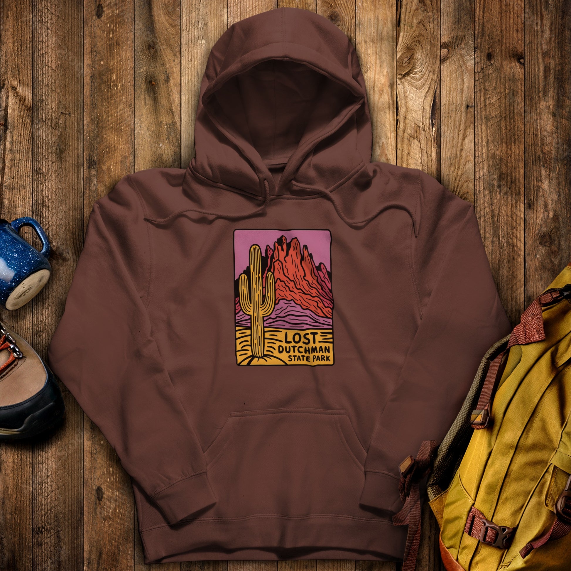 Lost Dutchman State Park Hoodie Cocoa Adventure and Outdoors Themed Hoodie