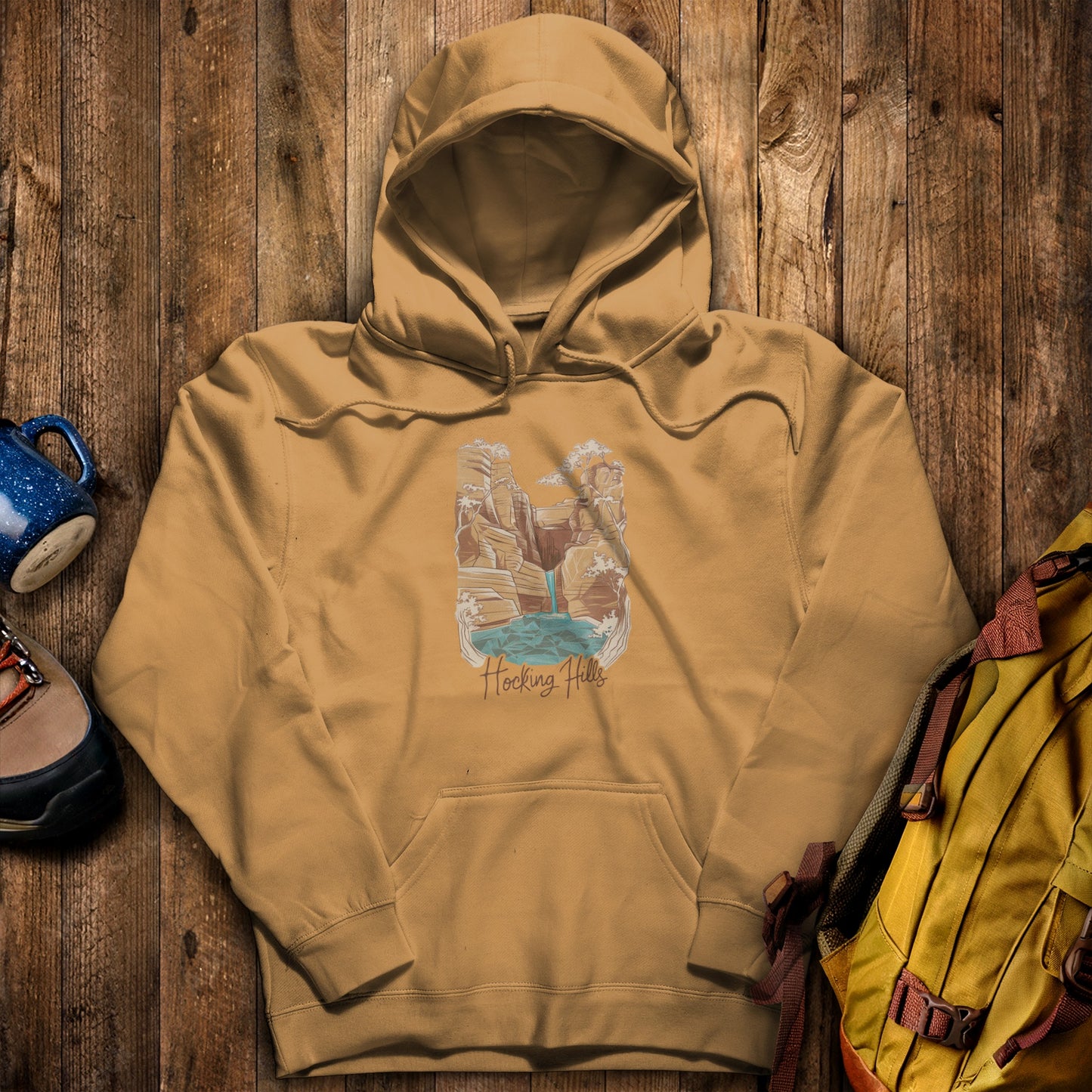 Hocking Hills State Park Hoodie Mustard Adventure and Outdoors Themed Hoodie