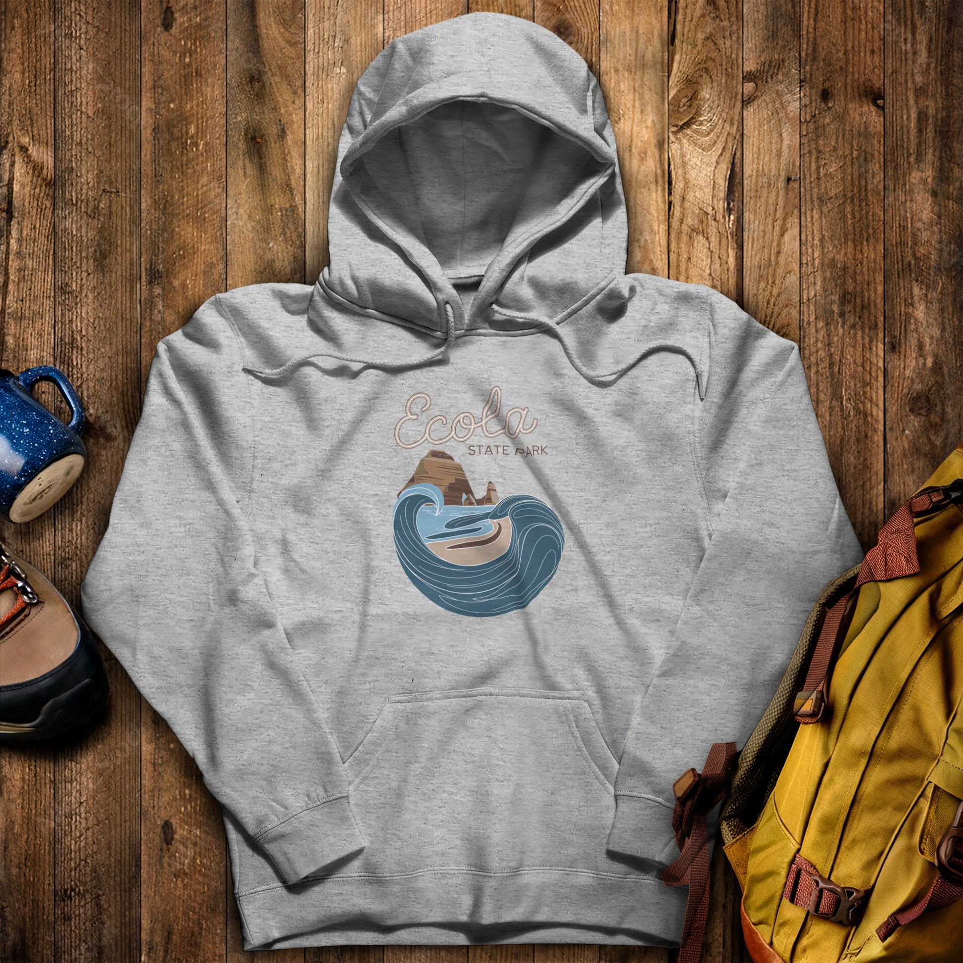 Ecola State Park Hoodie Sport Grey Adventure and Outdoors Themed Hoodie
