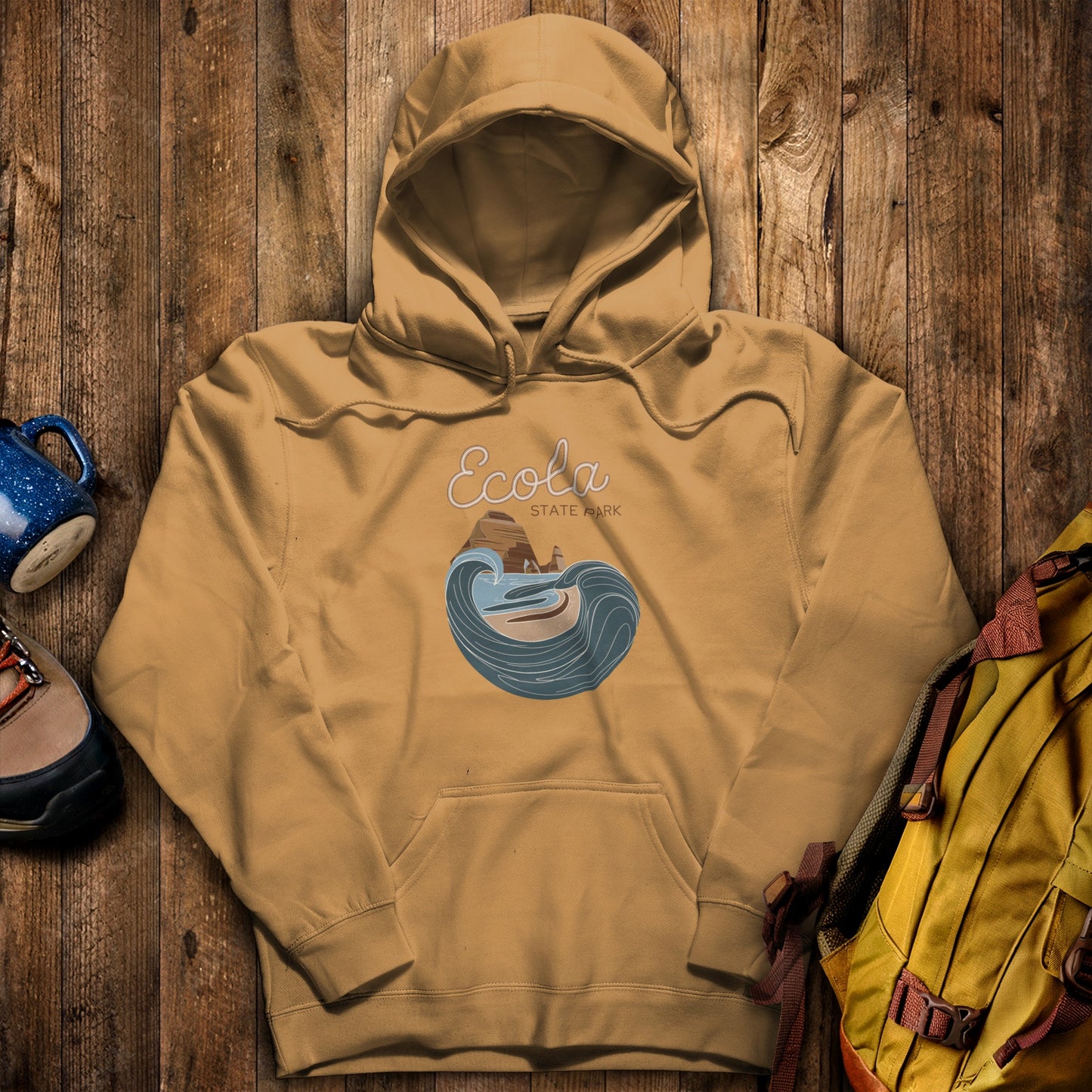 Ecola State Park Hoodie Mustard Adventure and Outdoors Themed Hoodie