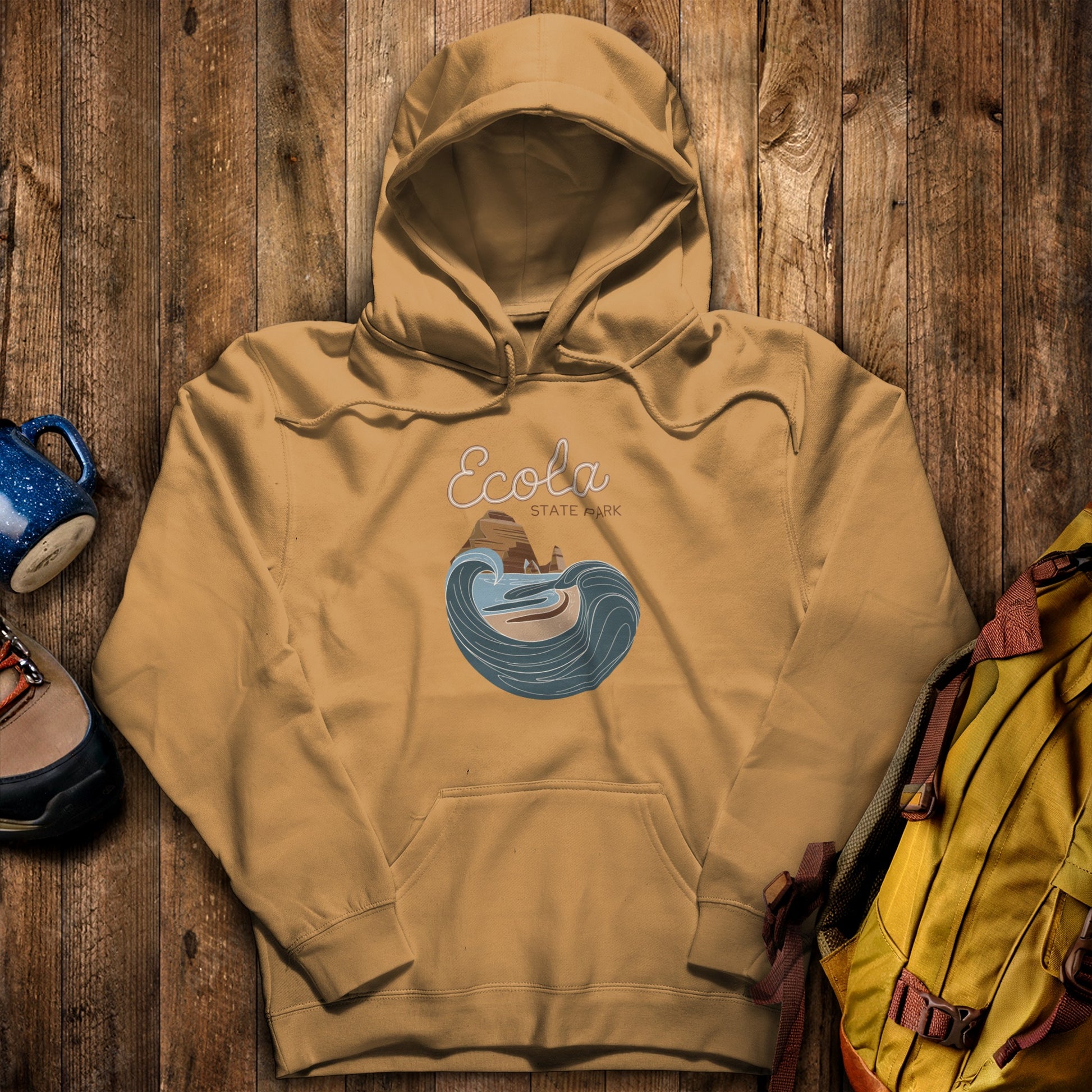 Ecola State Park Hoodie Mustard Adventure and Outdoors Themed Hoodie