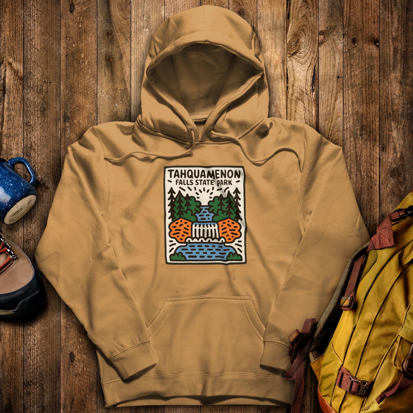 Tahquamenon Falls State Park Hoodie Mustard Adventure and Outdoors Themed Hoodie