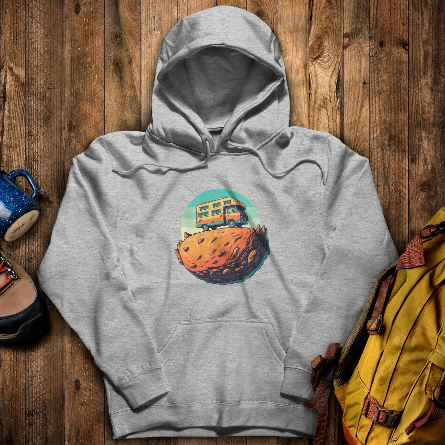 Camper Tiny Planet Hoodie Sport Grey Adventure and Outdoors Themed Hoodie