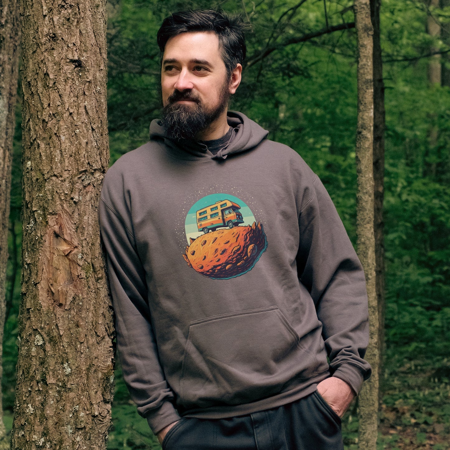 Camper Tiny Planet Hoodie Adventure and Outdoors Themed Hoodie