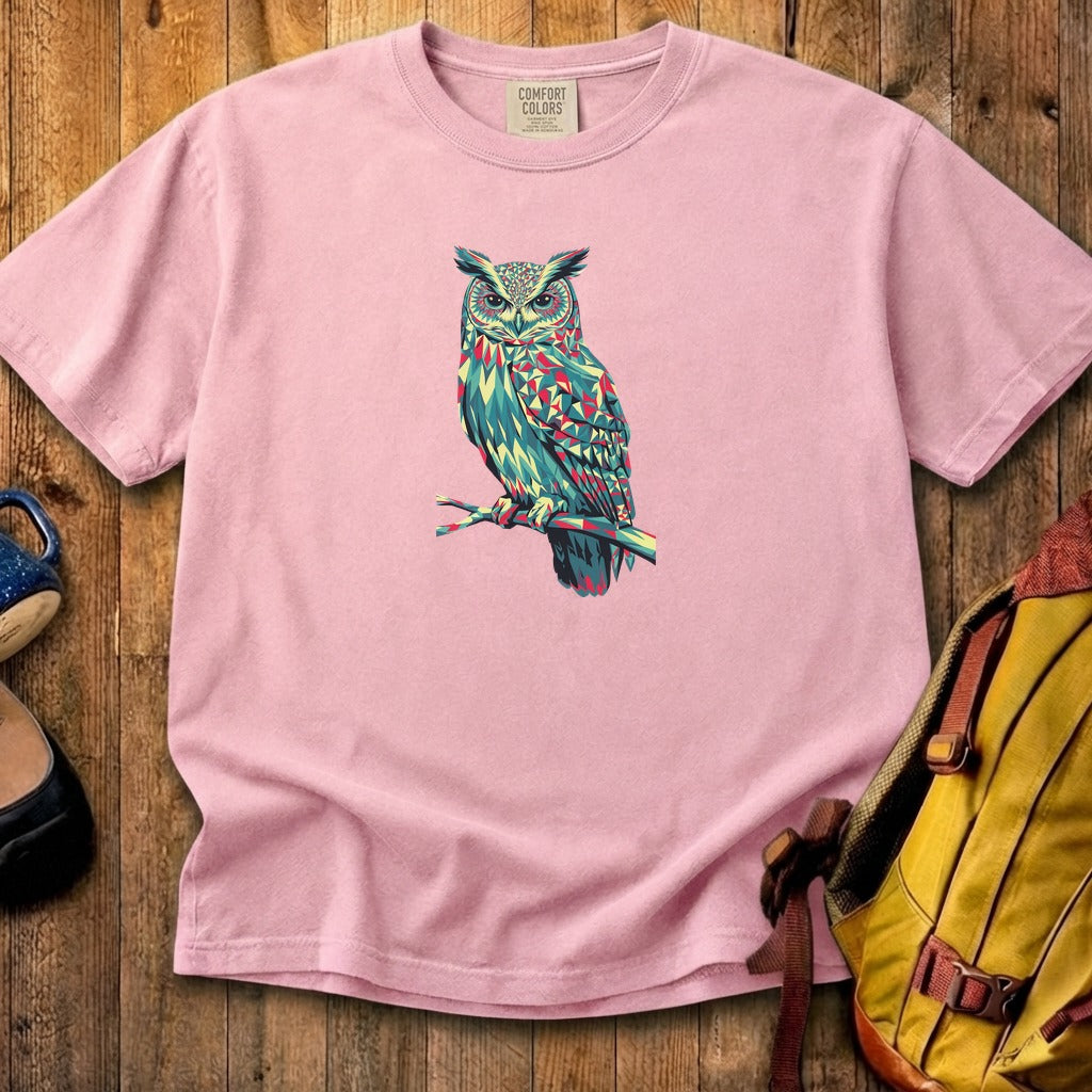 Horned Owl Mosaic Cotton T-Shirt