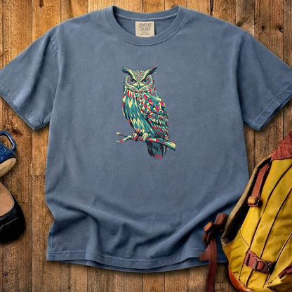 Horned Owl Mosaic Cotton T-Shirt