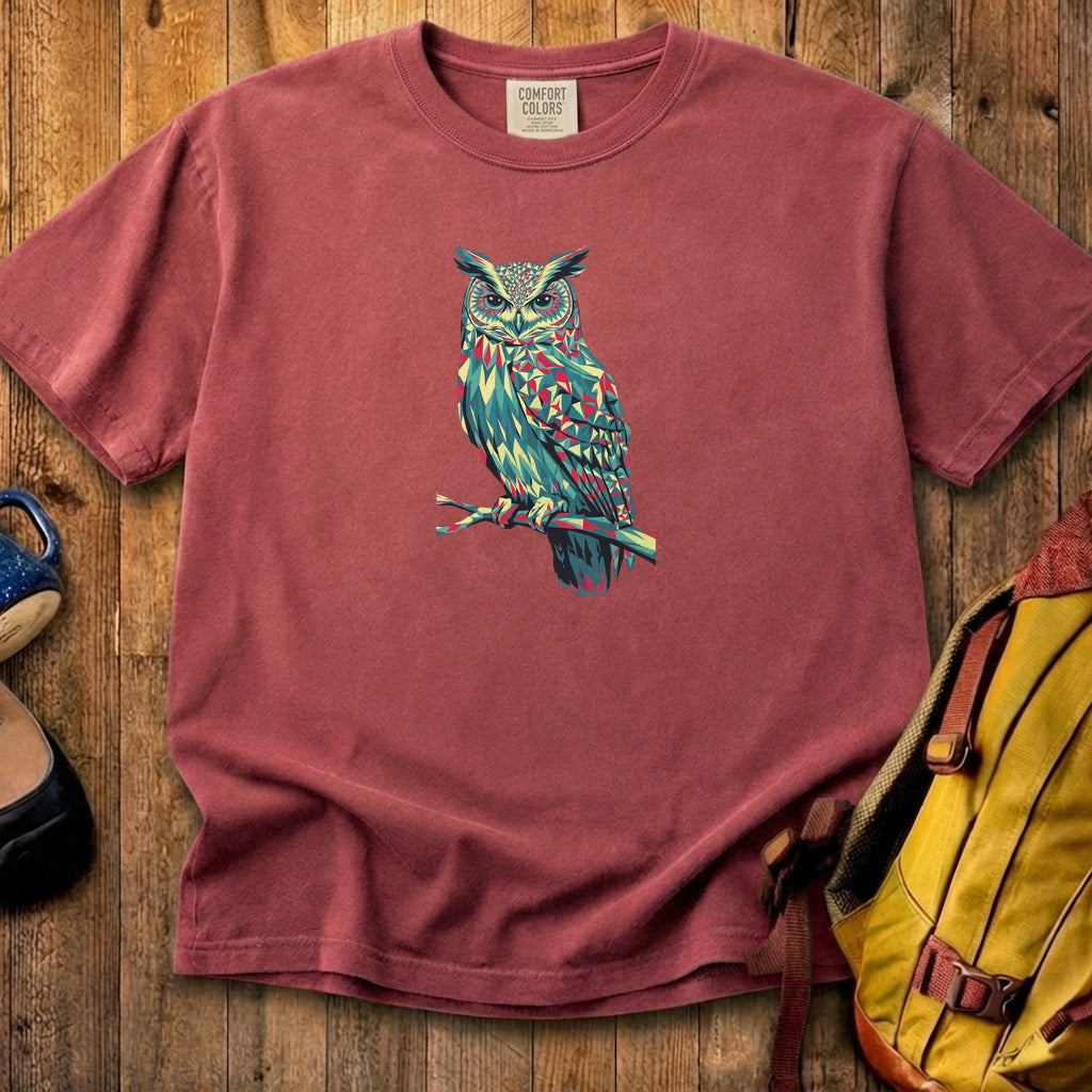 Horned Owl Mosaic Cotton T-Shirt