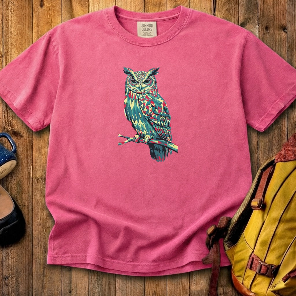 Horned Owl Mosaic Cotton T-Shirt