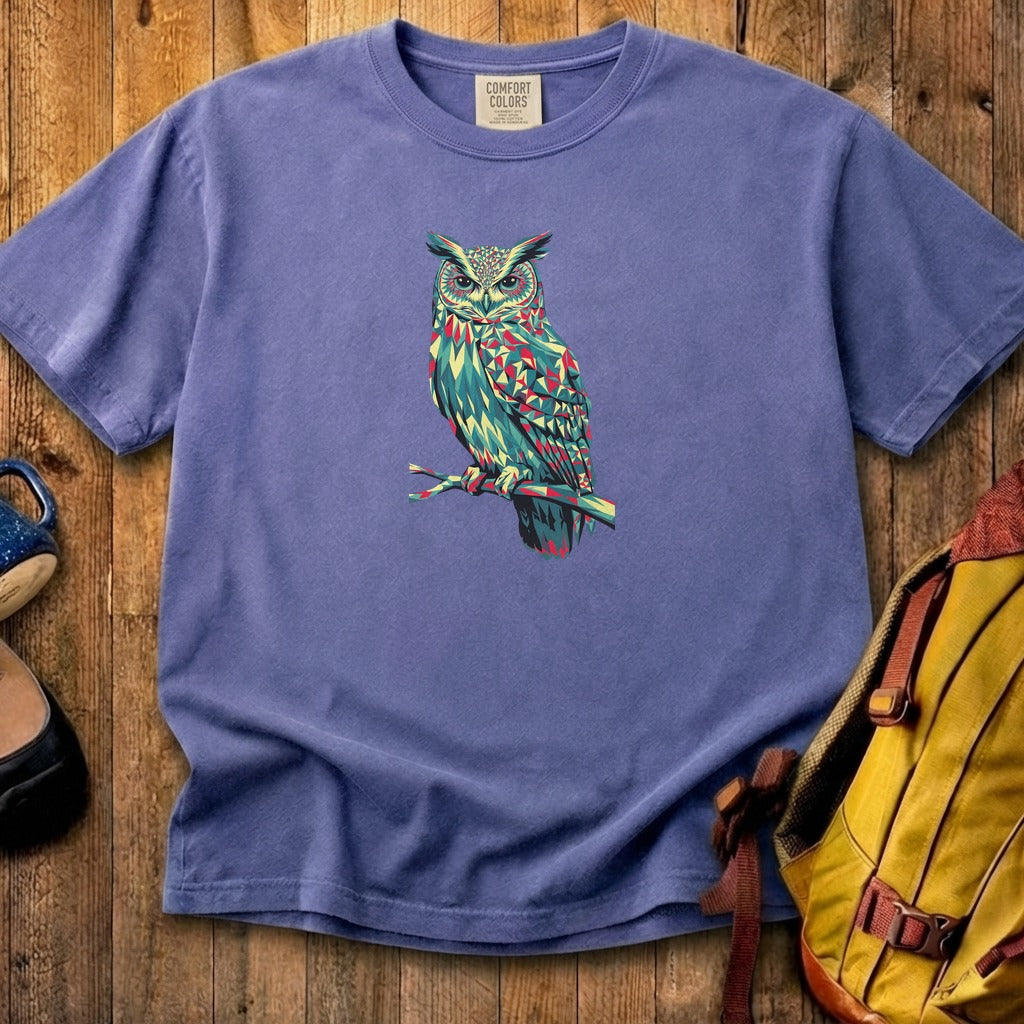 Horned Owl Mosaic Cotton T-Shirt