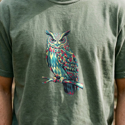 Horned Owl Mosaic Cotton T-Shirt