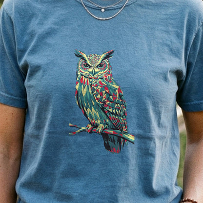 Horned Owl Mosaic Cotton T-Shirt