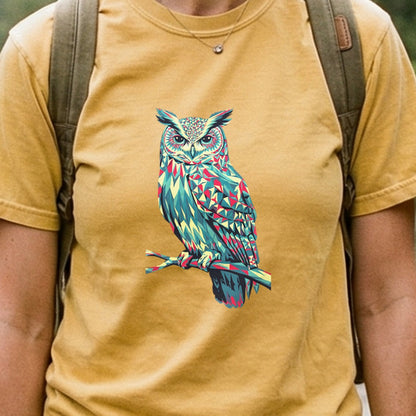 Horned Owl Mosaic Cotton T-Shirt
