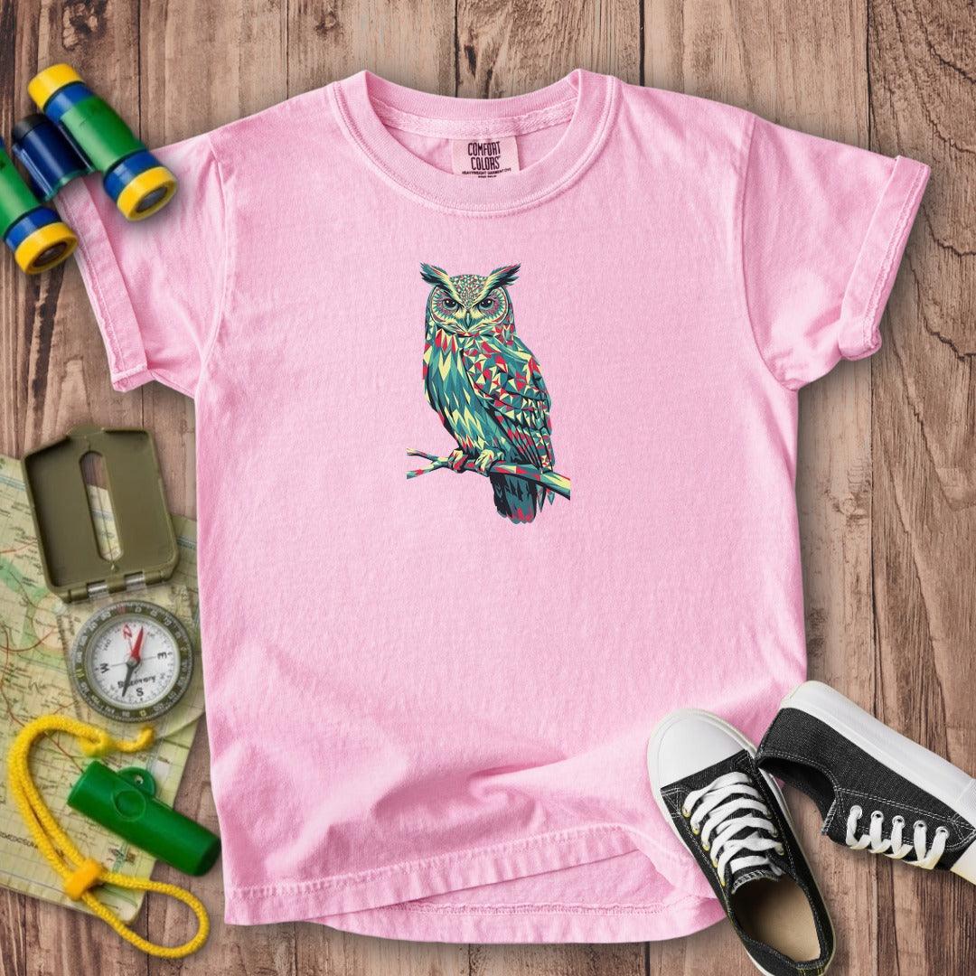 Horned Owl Mosaic Kids Cotton T-Shirt