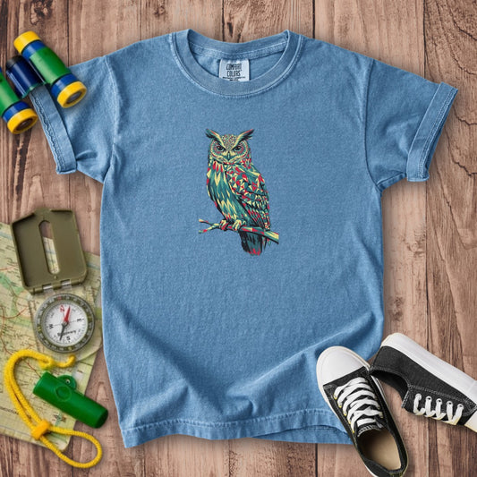 Horned Owl Mosaic Kids Cotton T-Shirt