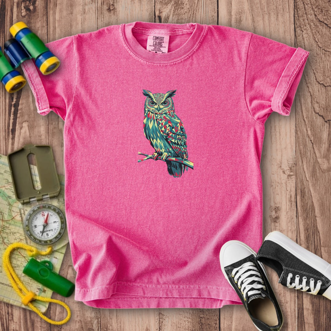Horned Owl Mosaic Kids Cotton T-Shirt