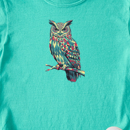 Horned Owl Mosaic Kids Cotton T-Shirt