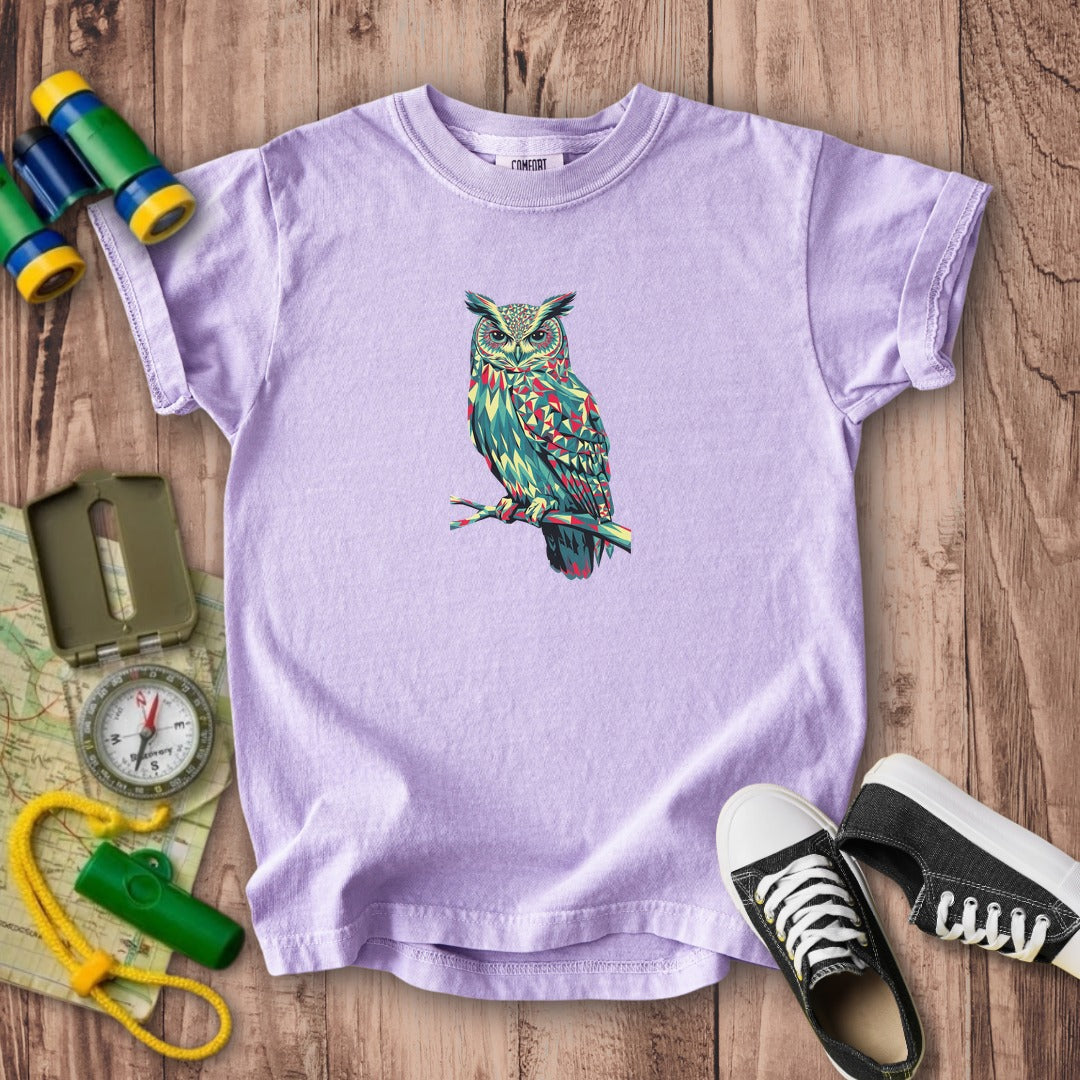 Horned Owl Mosaic Kids Cotton T-Shirt