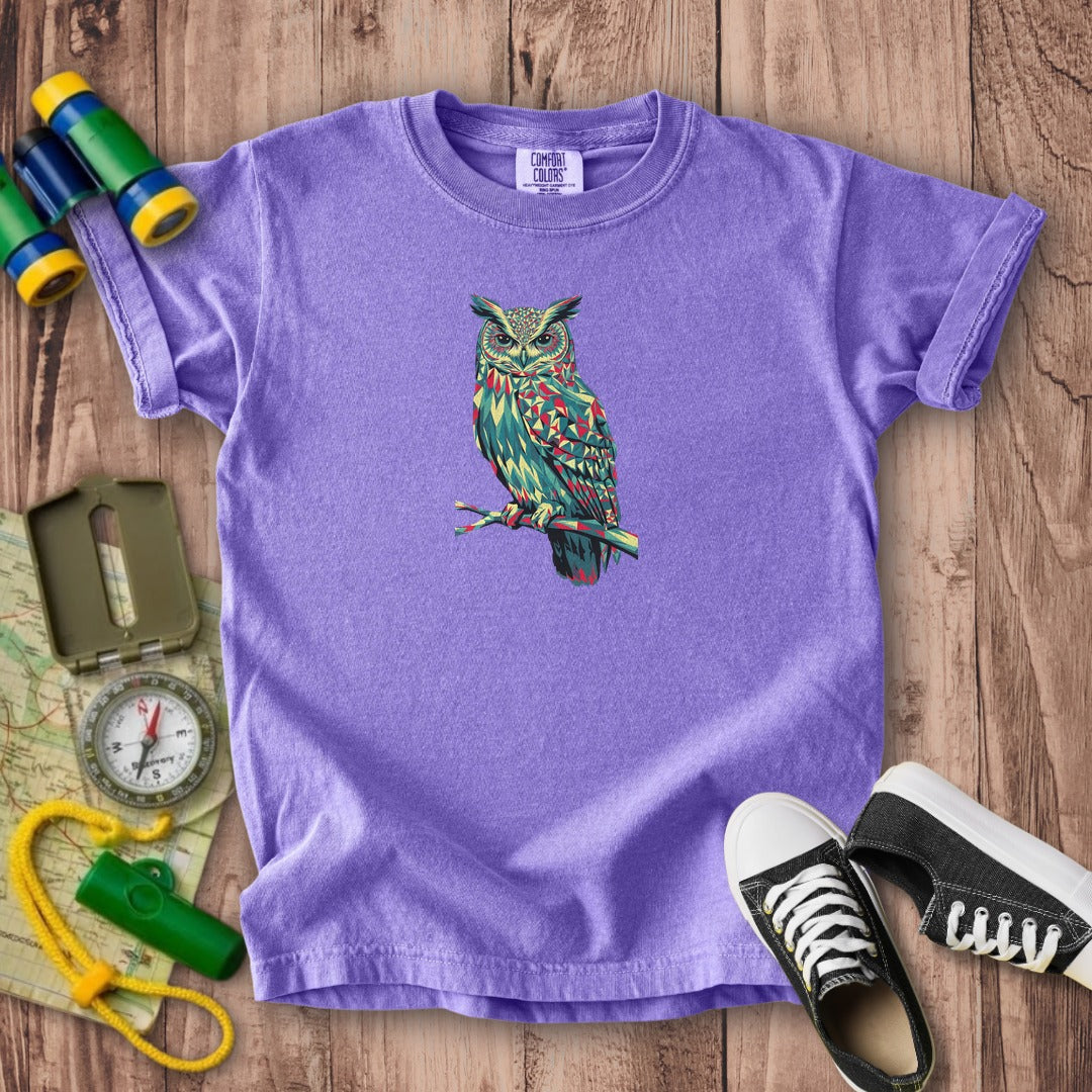 Horned Owl Mosaic Kids Cotton T-Shirt