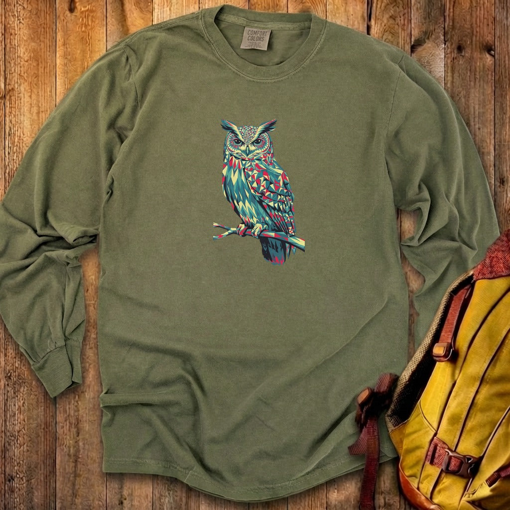 Horned Owl Mosaic Cotton Long Sleeve