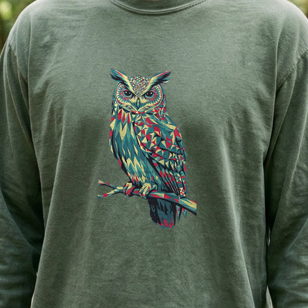 Horned Owl Mosaic Cotton Long Sleeve