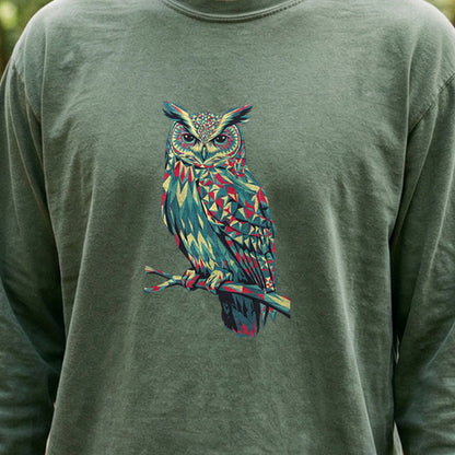 Horned Owl Mosaic Cotton Long Sleeve