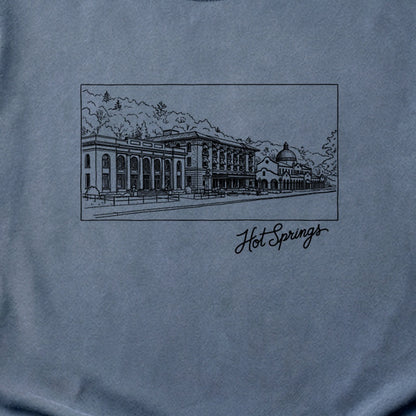 Hot Springs Line Drawing Cotton T-Shirt
