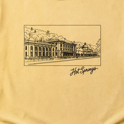 Hot Springs Line Drawing Cotton T-Shirt