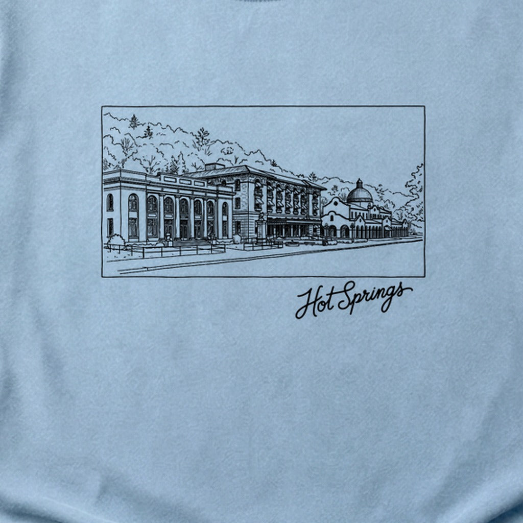 Hot Springs Line Drawing Cotton T-Shirt