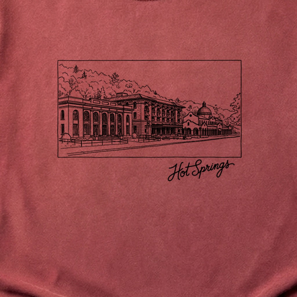 Hot Springs Line Drawing Cotton T-Shirt