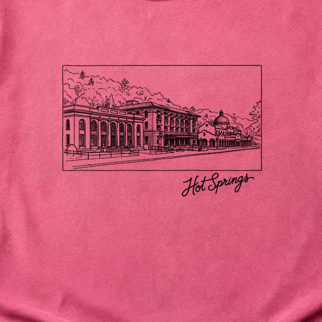 Hot Springs Line Drawing Cotton T-Shirt