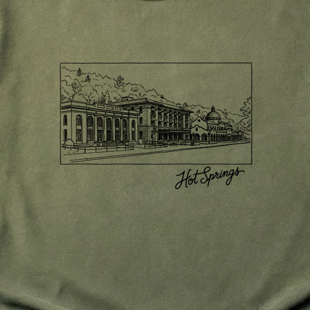 Hot Springs Line Drawing Cotton T-Shirt