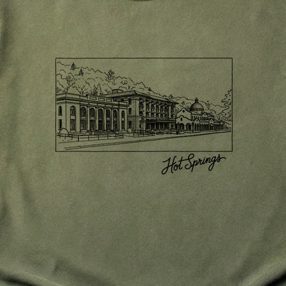 Hot Springs Line Drawing Cotton T-Shirt