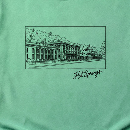 Hot Springs Line Drawing Cotton T-Shirt