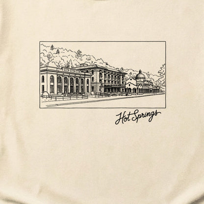 Hot Springs Line Drawing Cotton T-Shirt