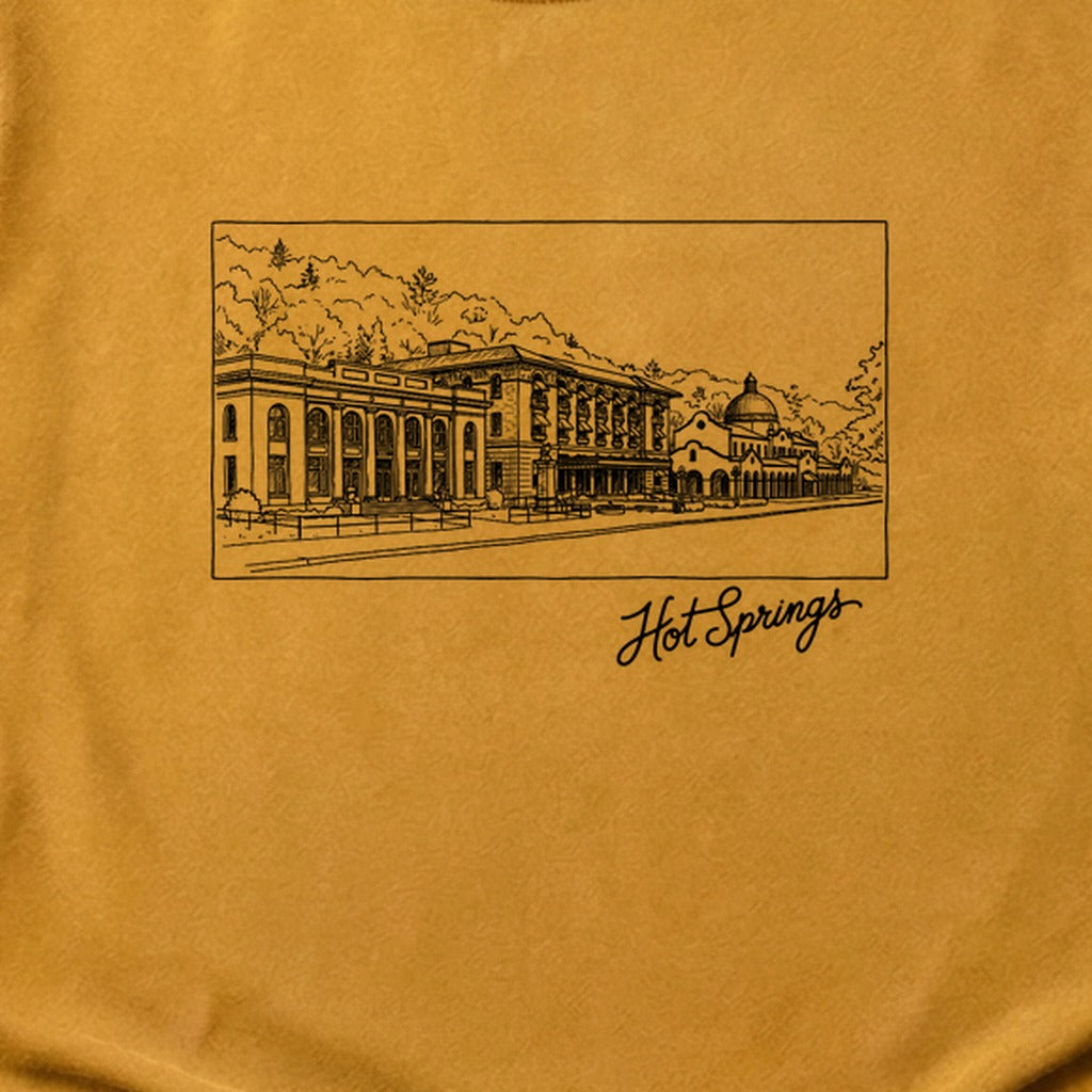 Hot Springs Line Drawing Cotton T-Shirt